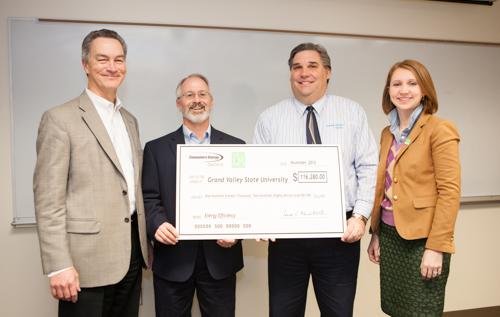 From left: Tim Thimmesch, Facilities Services; Terry Pahl, Facilities Services; Todd Duncan, Consumers Energy; Lauren Youngdahl, Consumers Energy