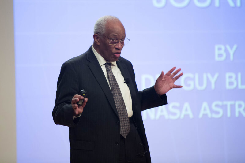 Guion Bluford giving his presentation. 