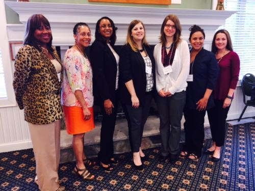 Fourth from left, Jessica Jennrich, director of the Women's Center, is pictured with participants from the inaugural Michigan Women Centers Consortium meeting, a joint effort with the Michigan ACE Women's Network.