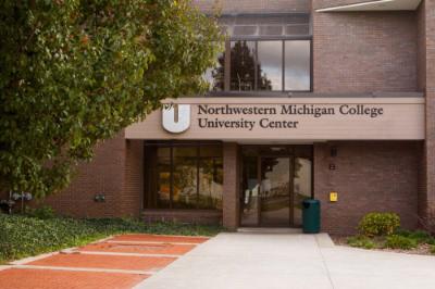 exterior photo of Northwestern Michigan College University Center entrance