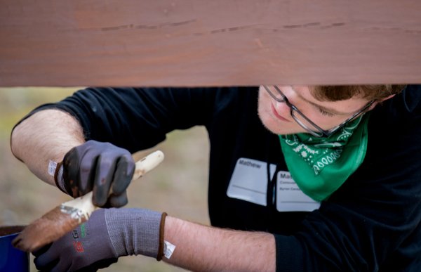 Matthew Conover, a student from Byron Center Charter School, volunteered with Michigan Cares 4 Tourism at the Muskegon Luge Adventure Sports Park and Muskegon State Park on April 19.