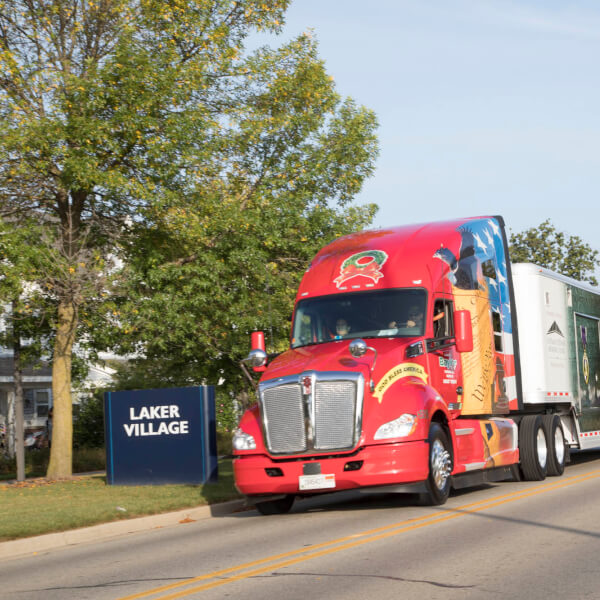 Dozens of area military veterans and law enforcement officials led by the Patriot Guard Riders escorted The Wall That Heals from the Allendale Campus to Fifth Third Ballpark September 20.