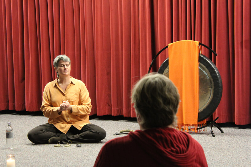 Sue Dilsworth leads a recent mindfulness session.