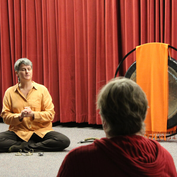 Sue Dilsworth leads a recent mindfulness session.