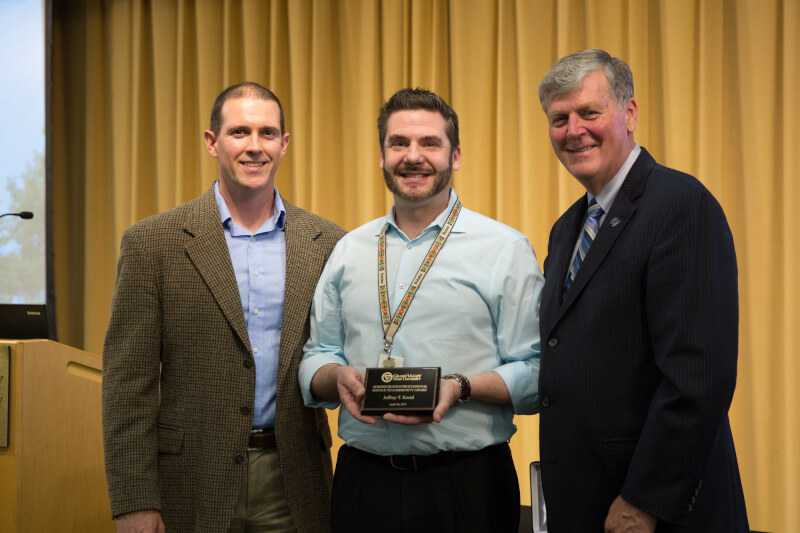 Jarek Kozel, lab supervisor and instructor of anatomy and physiology, won the Service to Community award.