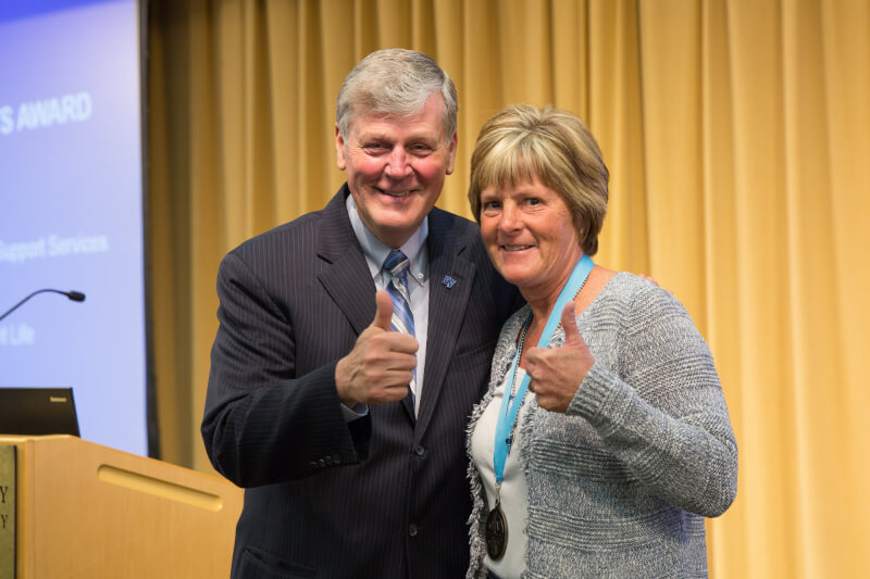 Kim Schmidt, associate director of Alumni Relations, was recognized for 25 years of service to Grand Valley.