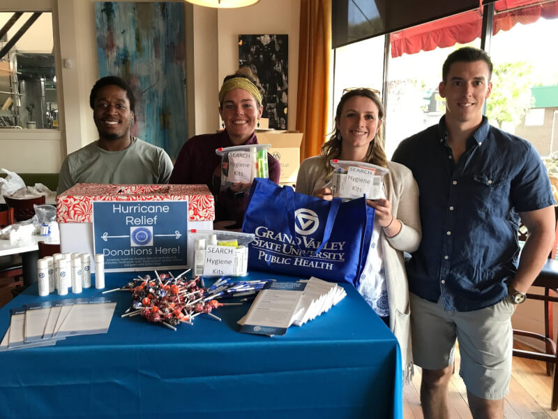 Students in the master of public health program, along with students in the Public Health Society, coordinated a collection for hygiene kits for victims of hurricanes Harvey and Irma.