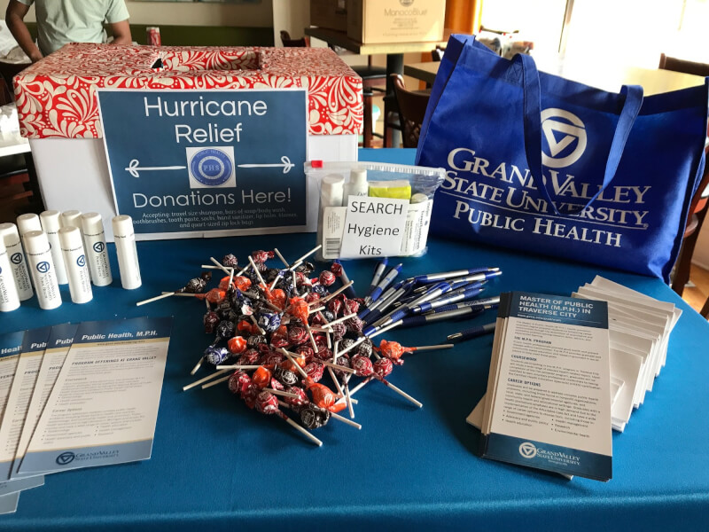 Students in the master of public health program, along with students in the Public Health Society, coordinated a collection for hygiene kits for victims of hurricanes Harvey and Irma. 
