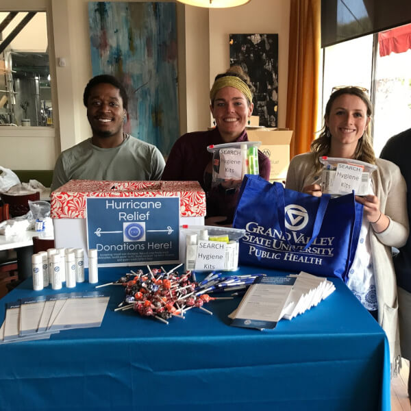 Students in the master of public health program, along with students in the Public Health Society, coordinated a collection for hygiene kits for victims of hurricanes Harvey and Irma.