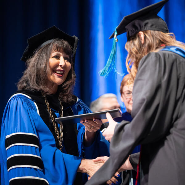 President Mantella at the December 2019 Commencement.