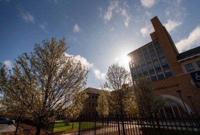 sunlight coming behind the L. William Seidman center