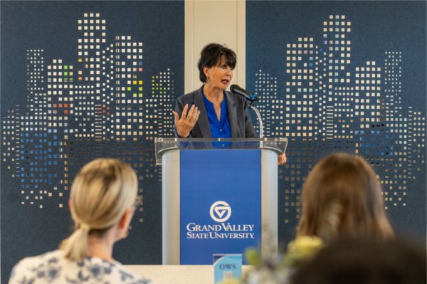 President Mantella at a podium