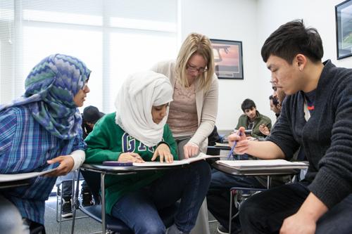Students are pictured at the ELS Language Center, which is located at 48th Avenue, but will soon occupy space in Au Sable Hall when the building is renovated.
