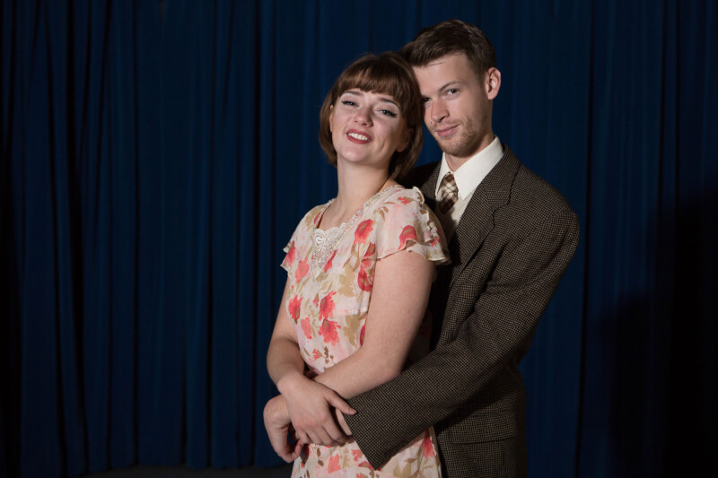 Lindsey Normington as Sally Bowles and Parker Ykimoff as Cliff Bradshaw.