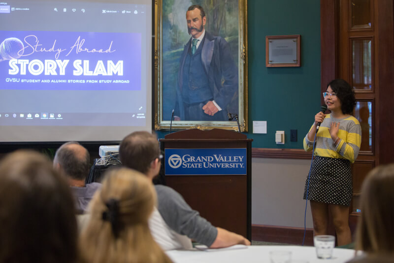 woman with microphone