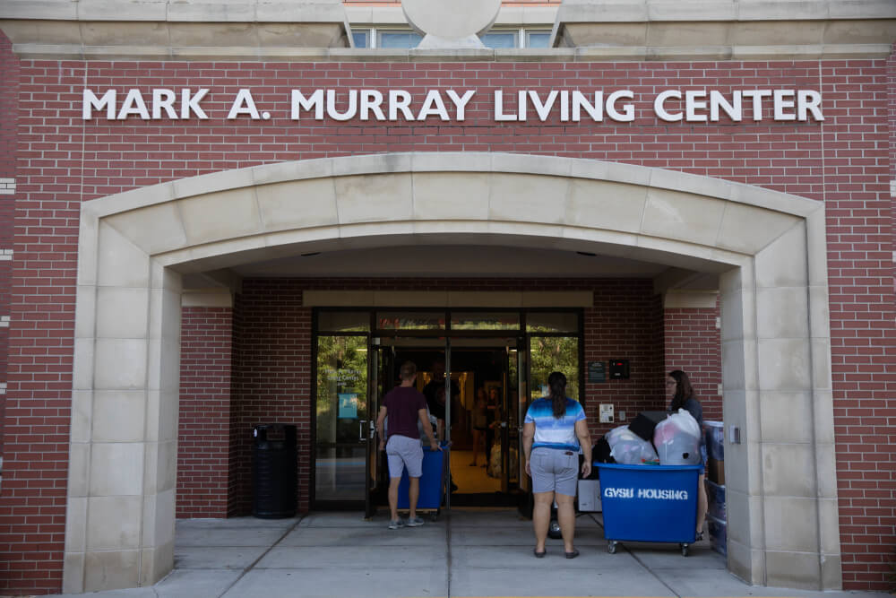 Mark Murray Living Center during move-in week 2019 at GVSU.