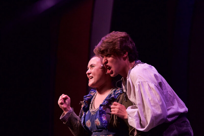 Maxwell Elkiss (right) and Kristina Papas (left) reprising their roles as Sweeney Todd and Mrs. Lovett during a performance at the Grand Awards October 8. 