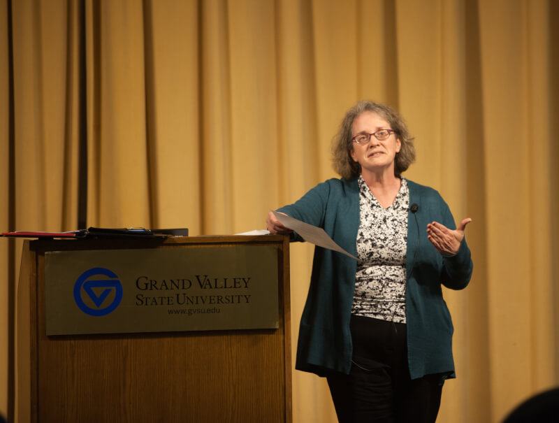 woman giving presentation