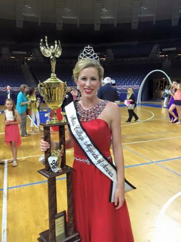 Moriah Muscaro, '15, was crowned College Miss Majorette of America July 25 during the annual twirling competition. Photo by Tim J. Glore.