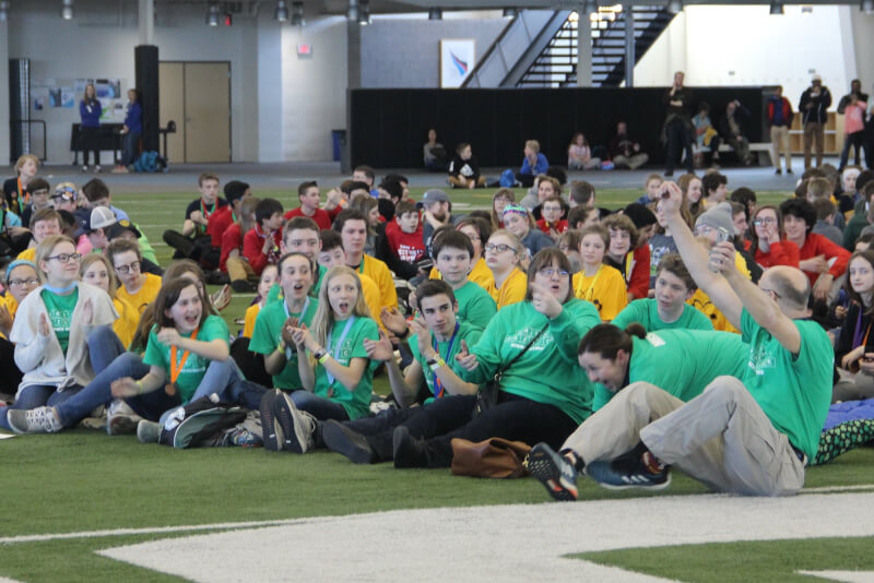 St. Patrick students celebrate being honored as a top team.