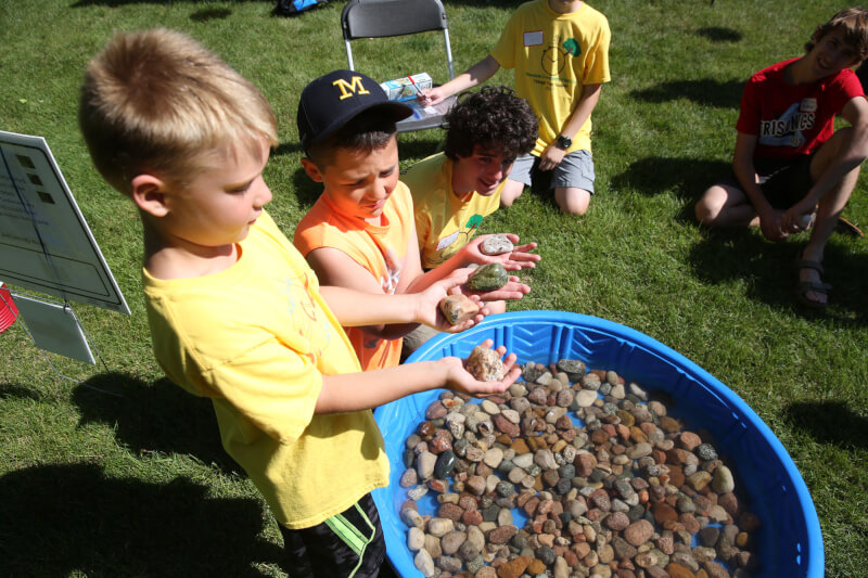 Participants learning about the glacial history of Allendale.