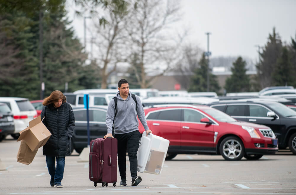 Students have started to move the rest of their belongings out of the living centers, after remote learning was extended to the end of the semester.