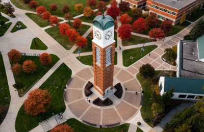 Drone view of Cook Carillon Tower.