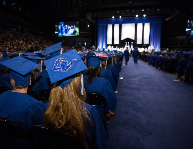 A photo of a student in her 'GV' cap.
