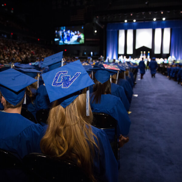 A photo of a student in her 'GV' cap.