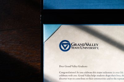 Photo of a GVSU diploma
