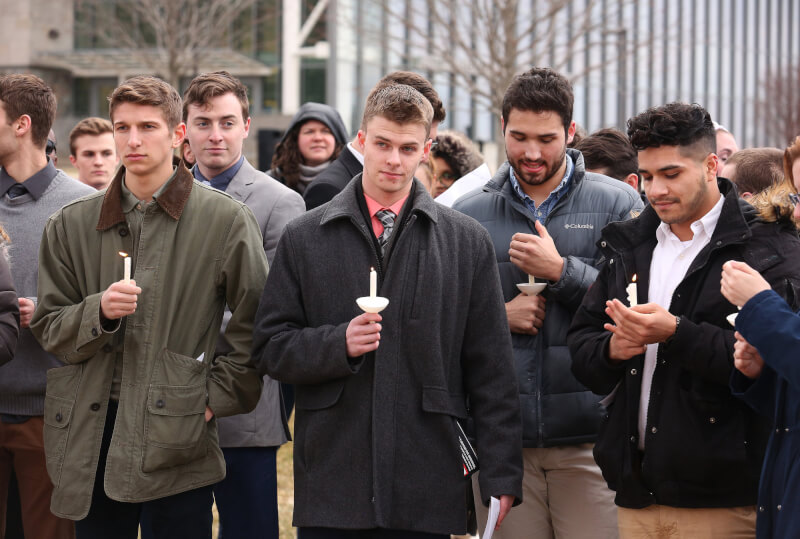 About 100 students, faculty and community members gathered to honor the victims of the terrorist attack at two New Zealand mosques.