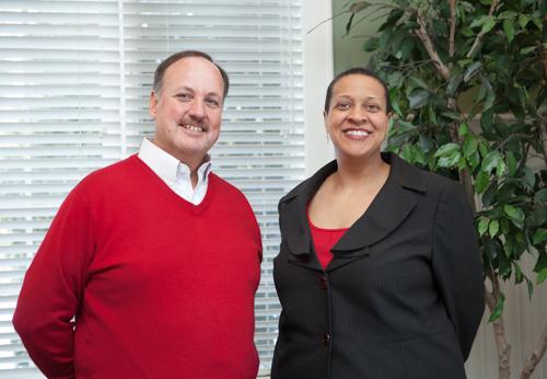 Picture are Dave Huizen and Regina McClinton, who were named professors of the year by ESP students.