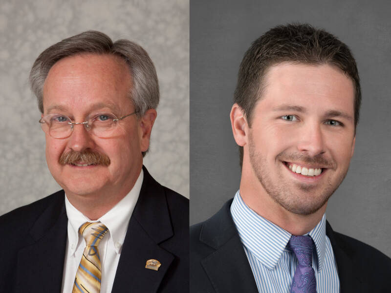 two headshots: Scott Richardson and Jason Puscas