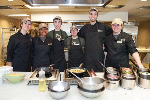 Campus Dining is one of the largest employers of students. Pictured are student employees at Fresh Food Company.