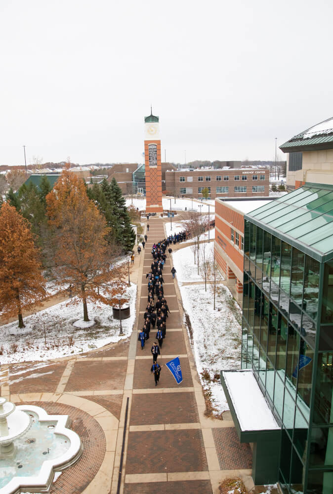 University officials, along with faculty, staff and members of Student Senate process to the investiture ceremony.