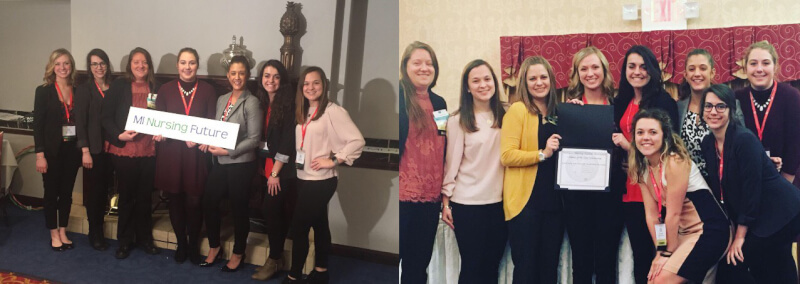 2 photos showing groups of women