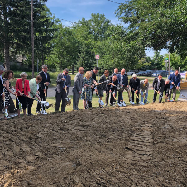 A groundbreaking ceremony at the Flint Cultural Center Academy.