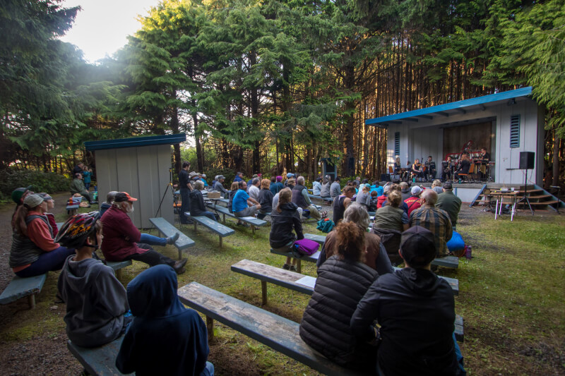 The New Music Ensemble performing at Olympic National Park.