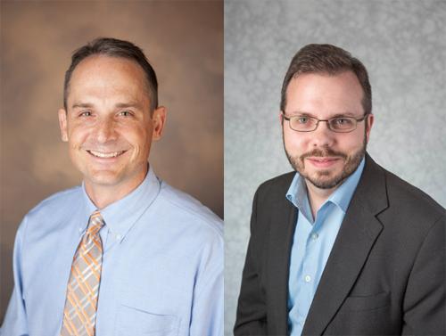 Mathematics faculty members Matthew Boelkins, left, and Robert Talbert will give the keynote address at the 15th annual Teaching with Technology Symposium March 23 in the Mary Idema Pew Library. 
