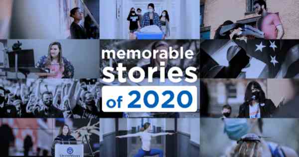 A collage of photos with text saying 'memorable stories of 2020'