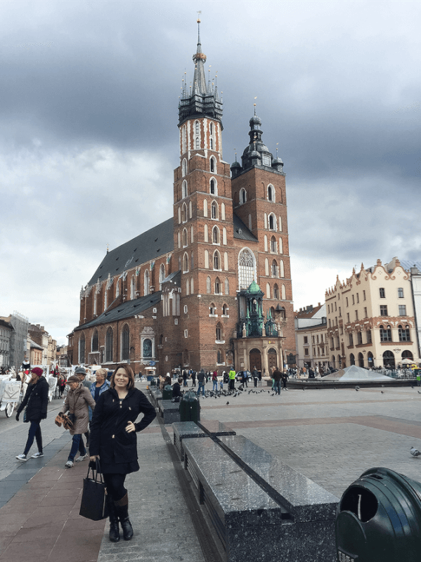  woman at city center