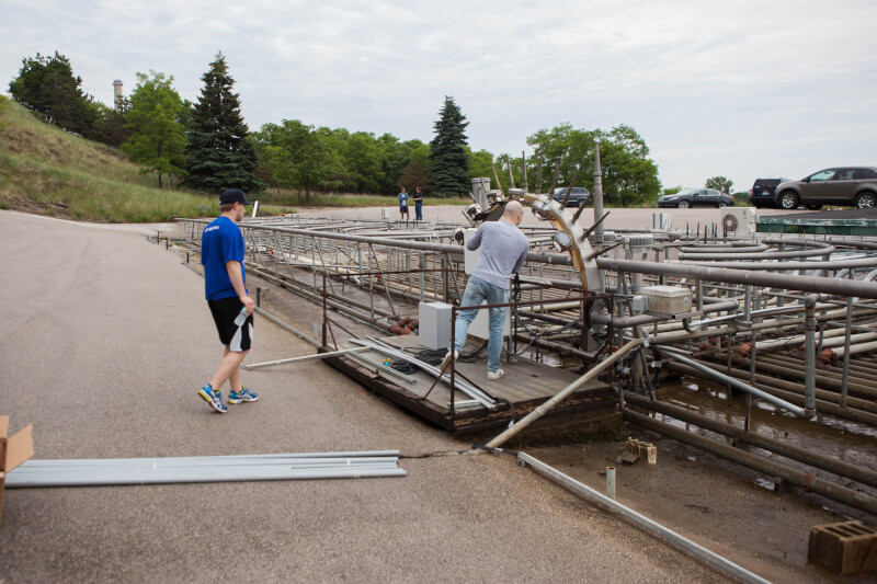  Two male students working on fountains