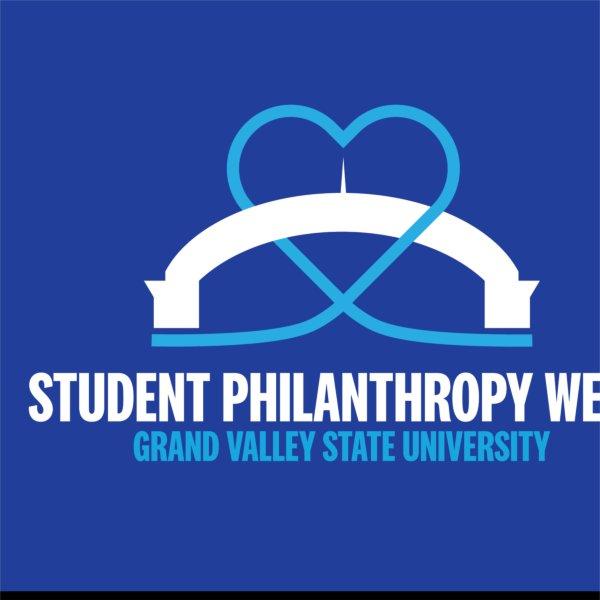 Student Philanthropy Week image of arch with blue heart woven through it