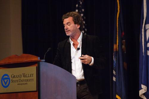 Photos by Jess Weal   Harvard professor David Edwards gives a presentation October 15 at the DeVos Center.