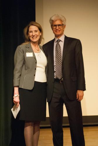 Cynthia McCurren, dean of KCON, and Dale Robertson, president and CEO of GRPM, celebrate the collaboration of a mini-exhibit and screening at the museum that showcase nursing. The exhibit continues at Grand Rapids Public Museum through May 29.