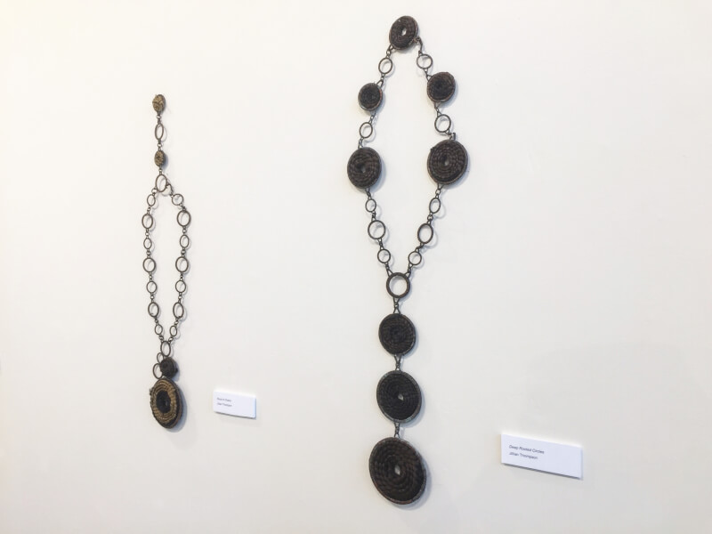 "Roots of Chains" (left) and "Deep Rooted Circles" (right) by Jillian Thompson