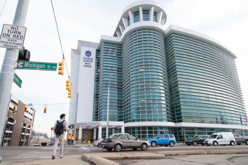 Michigan Street NE in downtown Grand Rapids, between Lafayette and College avenues, will be reduced to one lane in each direction starting March 31. 