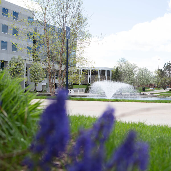 Fountain in front of Zumberge Hall 
