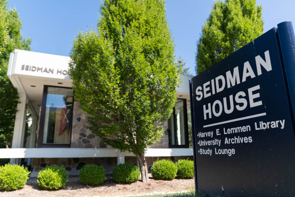 Harvey E. Lemmen Library is located in the Seidman House on GVSU's Allendale campus