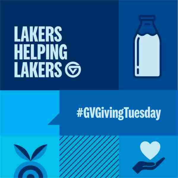 Lakers helping Lakers giving Tuesday image in tones of blue, creating food security on campus